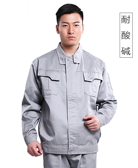 银灰色防静电防酸工装套装化工特种防护服