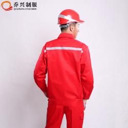 红色全棉帆布防静电服修身款型特种防护衣
